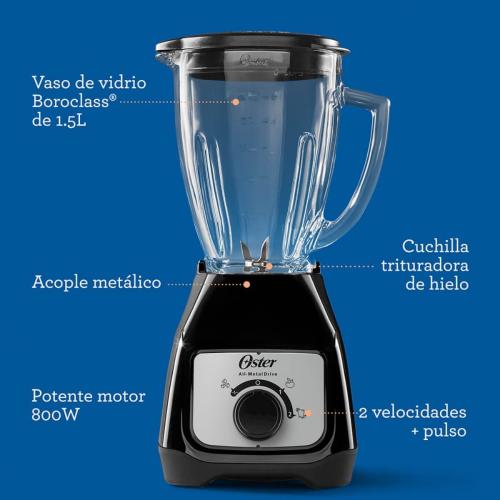 Licuadora Oster BLSTKAG-LPB 2 Velocidades Vaso de Vidrio - Negro